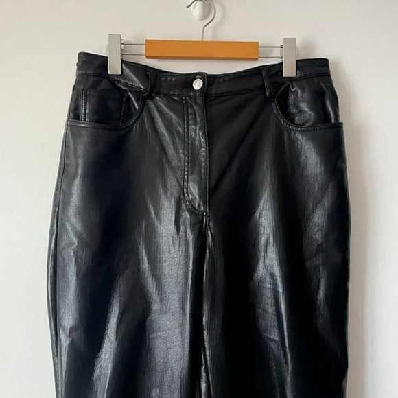 Aritzia Wilfred The Melina Pant High Waisted Vegan Leather Pants Black Size 12 - Picture 6 of 10